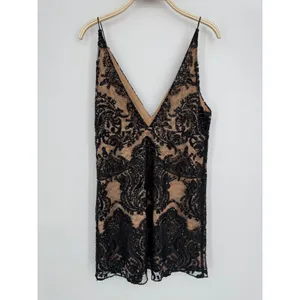 Free People Night‎ Shimmers Mini Dress 6 Black Nude Sequin Lace Party Cocktail thumbnail 8