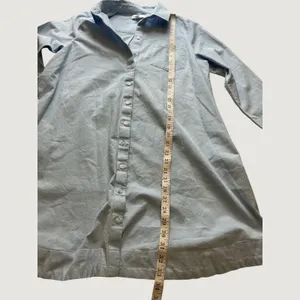 Crown & Ivy Womens Blue Cotton Tunic Shirt Long Sleeve Button Down Size M 33in thumbnail 8