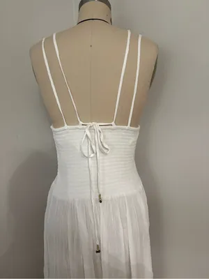 Free People Ivory Gauzy Maxi Dress Size Small thumbnail 10