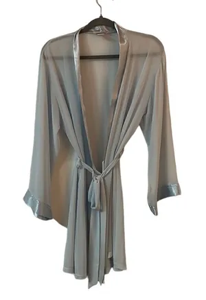 Vintage sheer satin baby blue robe large / extra large thumbnail 1