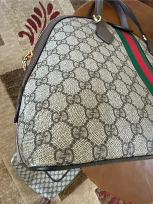 Gucci Brown GG Canvas Satchel with Green and Red Cherry Web Stripe thumbnail 6
