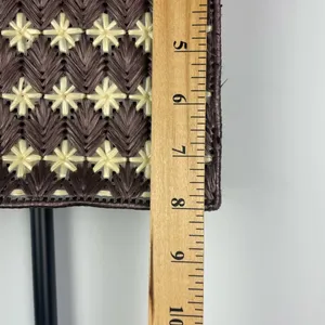 Rectangle Brown Star Flower Woven Box Tiki Beach Straw Structured Handbag‎ thumbnail 4