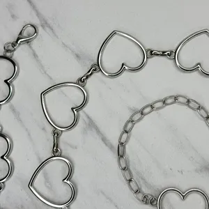 Open Heart Silver Tone Chain Belt One Size (OS) ✨ thumbnail 9