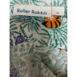 Roller Rabbit Women's Green Palm Tree Button Down Sleepwear Shirt Pajama Top XL thumbnail 5