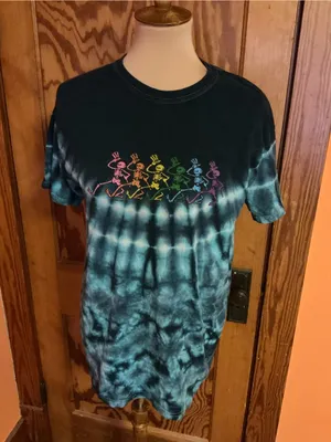 Grateful Dead Dancing Skeletons Tie Dye Tee Rainbow Skeleton Graphic Shirt thumbnail 7