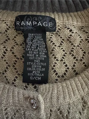 Vintage S Juniors Rampage Cardigan Metallic Gold Y2K Romantic Dianty Fairy Knit thumbnail 5