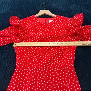 Keepsake Moonshine Dress Red Polka Dot Chiffon Flutter Sleeve Mini Dress Size XS thumbnail 15