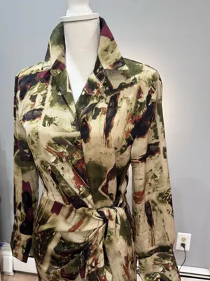 Multicolor Elan L/S Open Tie-Waist Shirtdress Size M NWT thumbnail 3