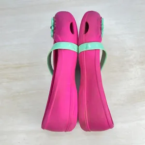 Crocs Womens J3 Pink Mary Jane Flats Mint Green Strap Flower Detail SKU-A31 thumbnail 5