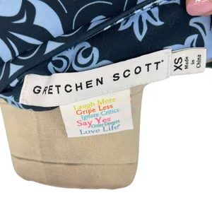 Gretchen Scott Split Neck Dress Mosaic‎ Tile Print Blue Size XS thumbnail 11
