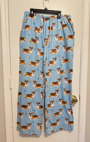 Comfies Welsh Corgi Unisex Cotton Blend Pajama Bottoms Size L thumbnail 1