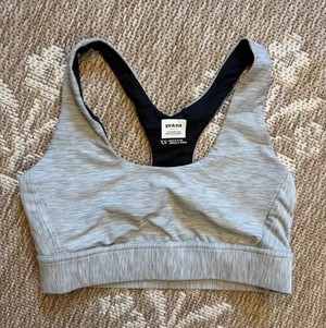Prana Light Grey Racerback Sports Bra with Black Lining thumbnail 1