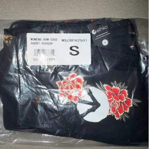 Ethika Women's Raw Edge Shogun Sweat Shorts Black Floral Logo, Size S,‎ NWT thumbnail 7