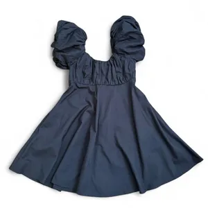 Abercrombie & Fitch black ruched puff sleeve mini dress thumbnail 1