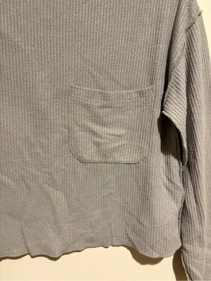Anthropologie Daily Practice Gray Grey Waffle Lightweight Long Sleeve Top XS thumbnail 5