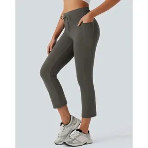 NWT Halara High Waisted Drawstring Pocket Skinny Cropped Yoga Pants Medium thumbnail 7