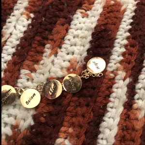 Gold tone strung metal beaded charms #faith #positivity #love #religion #christianity 7” thumbnail 3