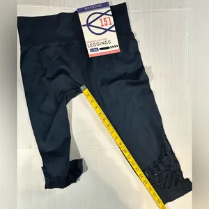 One5One Women Navy Blue Eyelet‎ Hem Cropped Activewear Casual Leggings L/XL thumbnail 8