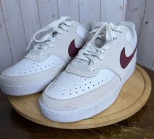Nike Court Vision‎ Low Shoe, Suede & Leather, Red Cream White, Women's, Size 8.5 thumbnail 1