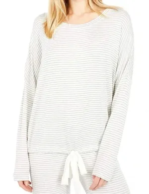 Eberjey Sadie Stripes Pajama Top ONLY Slouchy Lounge Gray/White‎ Size M NWT thumbnail 1