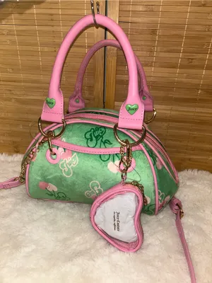 Juicy Couture Retro Cherry Satchel purse tote crossbody bag pink green NEW Y2K thumbnail 1