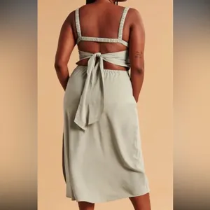 Abercrombie Sage Midi Guest Collection Flowy Open Back Dress thumbnail 2