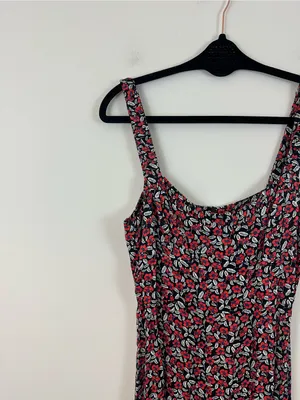 Zara Floral Midi Dress with Slit Satin Material Size Large Women's thumbnail 3