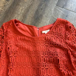 db established 1962 Orange Eyelet Lace‎ Bell Sleeve Shift Dress Size 14 Rust thumbnail 3