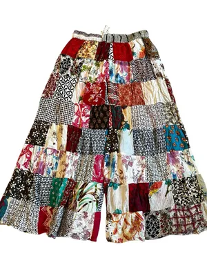 Jessica Taylor Eclectic Patchwork Palazzo Pants Boho Hippie Flowy Artsy One Size thumbnail 4