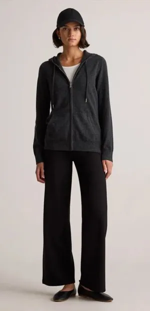 Nwt quince Mongolian Cashmere Full-Zip Hoodie $120 S spring charcoal knit casual thumbnail 1