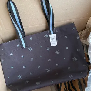 Coach Peanuts Large Tote With Snoopy Ski Motif Denim Multi thumbnail 3