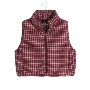 Madewell Cropped Puffer Vest in Plaid Size Medium thumbnail 2