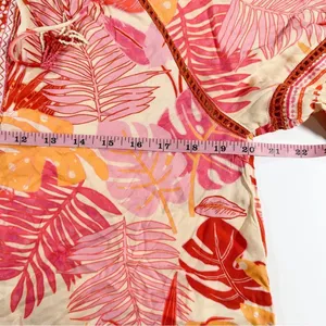 Size S Tropical Floral Bohemian Peasant Style Blouse With Tassels thumbnail 12