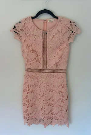 Main Strip Light Pink Lace Formal Dress thumbnail 2