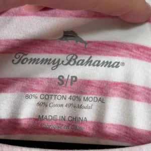 Tommy Bahama Womens Size S Pink White Striped Pineapple 3/4 Sleeves Boatneck Top thumbnail 4