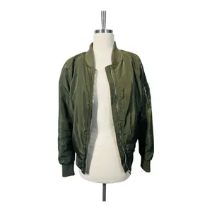 Joujou Bomber Jacket‎ Women Large Olive Green Faux Fur Lined Full Zip Utility thumbnail 4