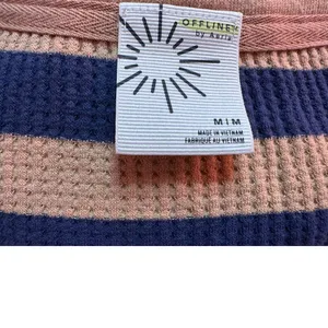 OFFLINE by Aerie Striped Waffle Knit Crop Top Long Sleeve‎ Navy Pink Casual M/M thumbnail 5
