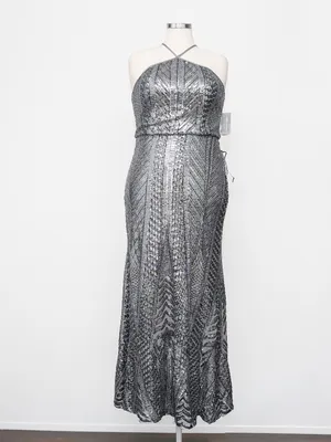 Alex & Eve by Alex Evenings - Sequin Halter Gown thumbnail 3