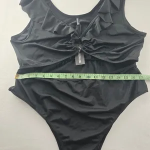 PrettyLittleThing NWT 33B Plus Black Frill Edge Ring One piece Swimsuit Size 18 thumbnail 8