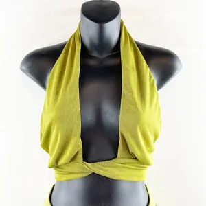 Peppermayo Wrap Tie Crop Bra Top and High Rise Flare Pants Matching Set Green 6 thumbnail 7