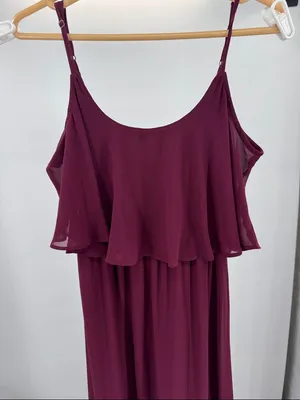 Show Me Your MuMu Caitlin Ruffle Maxi Dress S Merlot Chiffon flowy wedding event thumbnail 8