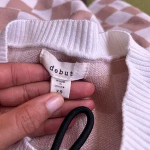 Fuzzy Checker crop top in tan and beige thumbnail 4