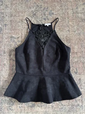 1. State Black Lace-Trim Peplum Camisole Size S thumbnail 2