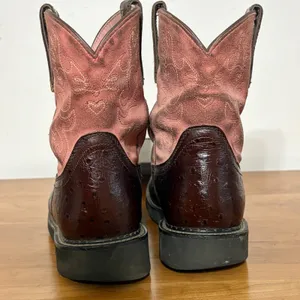 Ariat Fatbaby Pink Ostrich Print Leather Western Boots 10000830 Womens 8B thumbnail 5