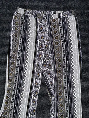 Eye Candy Women's Boho Mid Rise Flare Pants L Festival Multicolor Hippie Gypsy Paisley thumbnail 3
