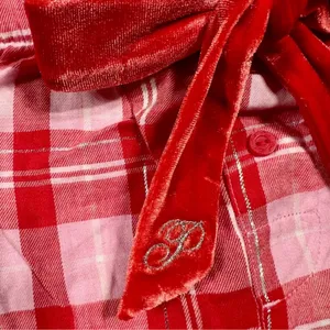 PINK VICTORIA’S SECRET Flannel Pajama Shorts Red Pink Silver Plaid Ruffle L thumbnail 4