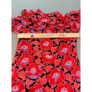 Who What Wear‎ Red Floral Ruffle Trim Long Sleeve Dress size small women's thumbnail 5