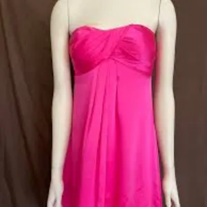 Nicole Miller Sz 8 Hot Pink Strapless Satin Cocktail Midi Lined Dress Back Zip thumbnail 14
