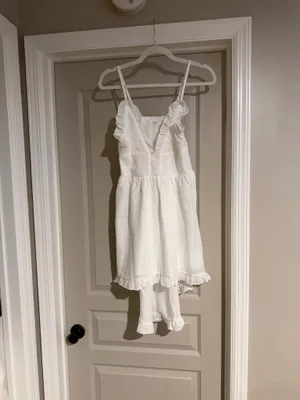 White linen uneven dress thumbnail 2