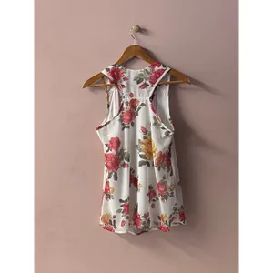 White Floral Racerback Top Size M Size M thumbnail 4